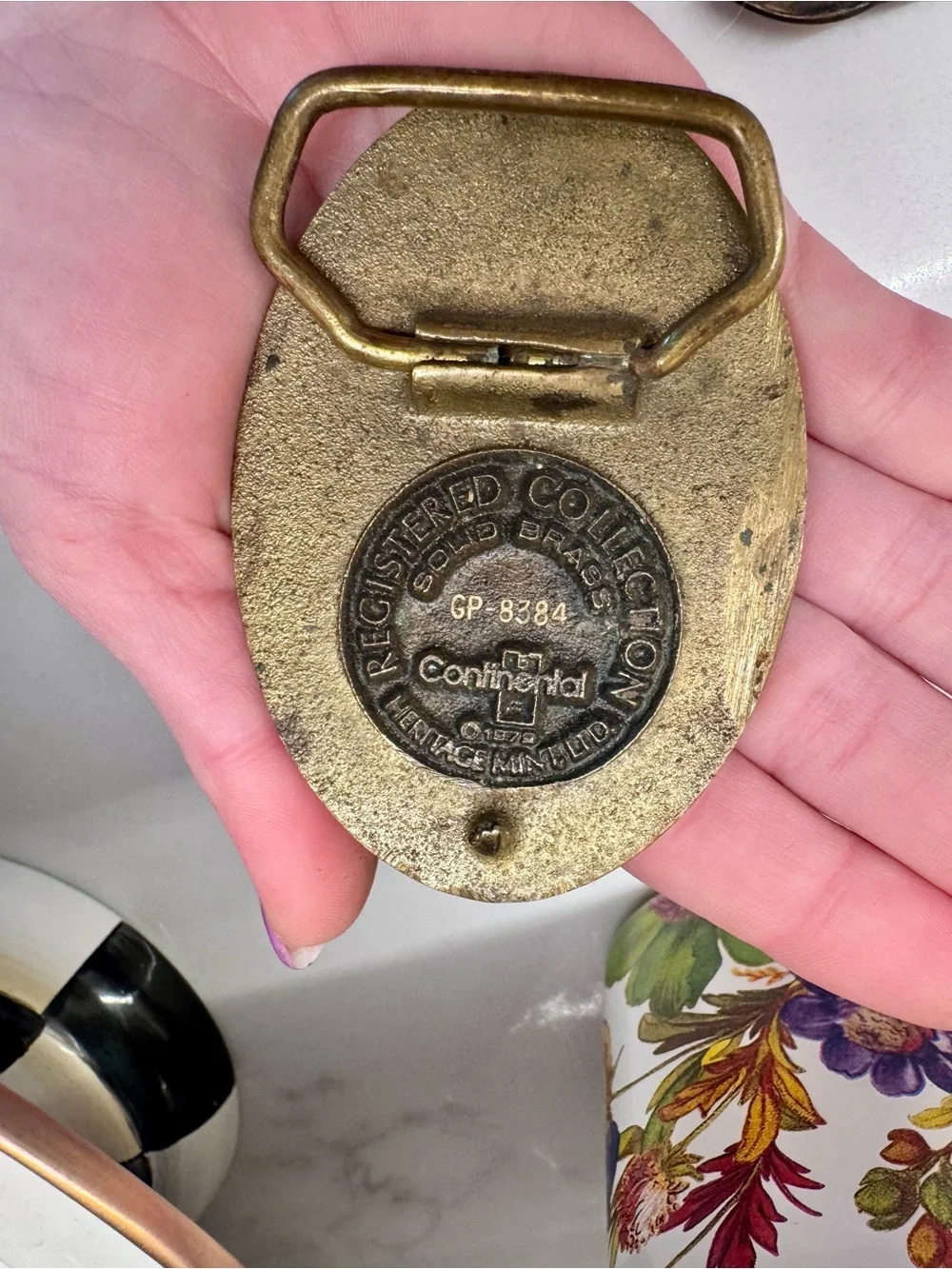 Vintage Oklahoma 1907 State Seal Brass Belt Buckle